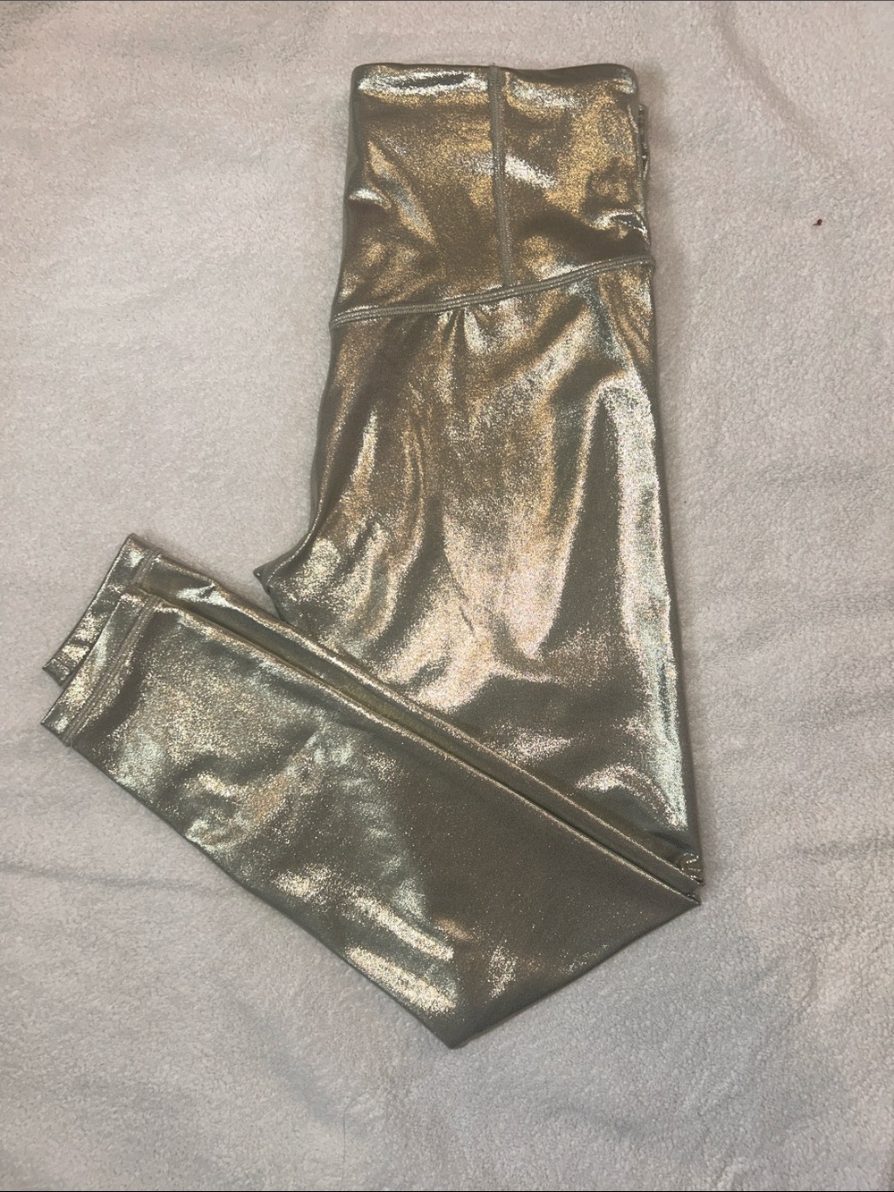 Athleta Metallic Silver-Gold High Waist Leggings